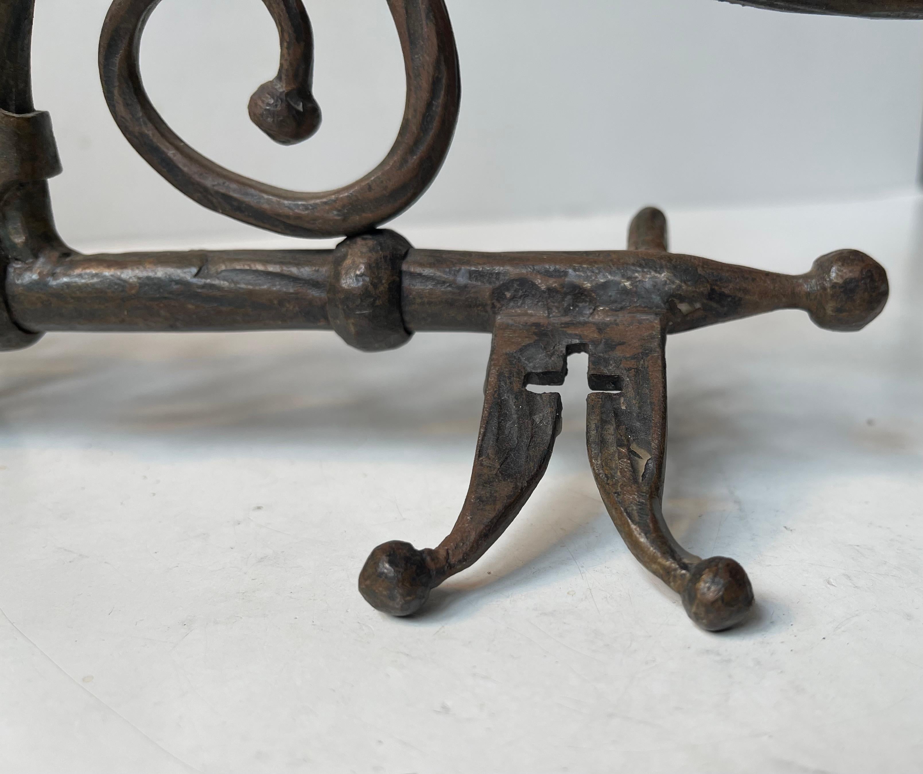 20th Century Old Italian Hand-Forged Wrought Iron Church 'Key' Candelabra w. 5 arms For Sale