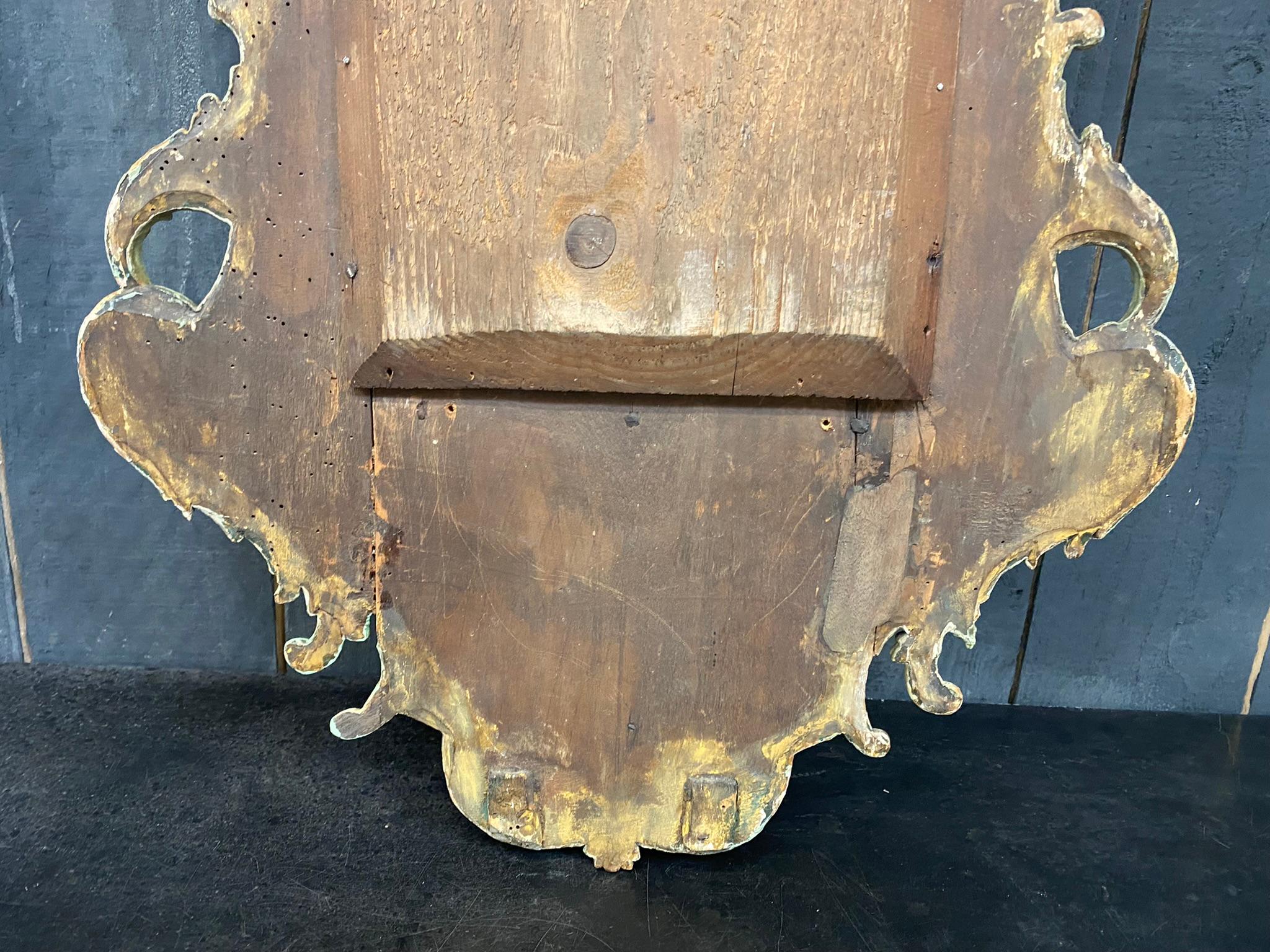 Old Italian Mirror in Carved and Patinated Wood circa 1900 For Sale 7