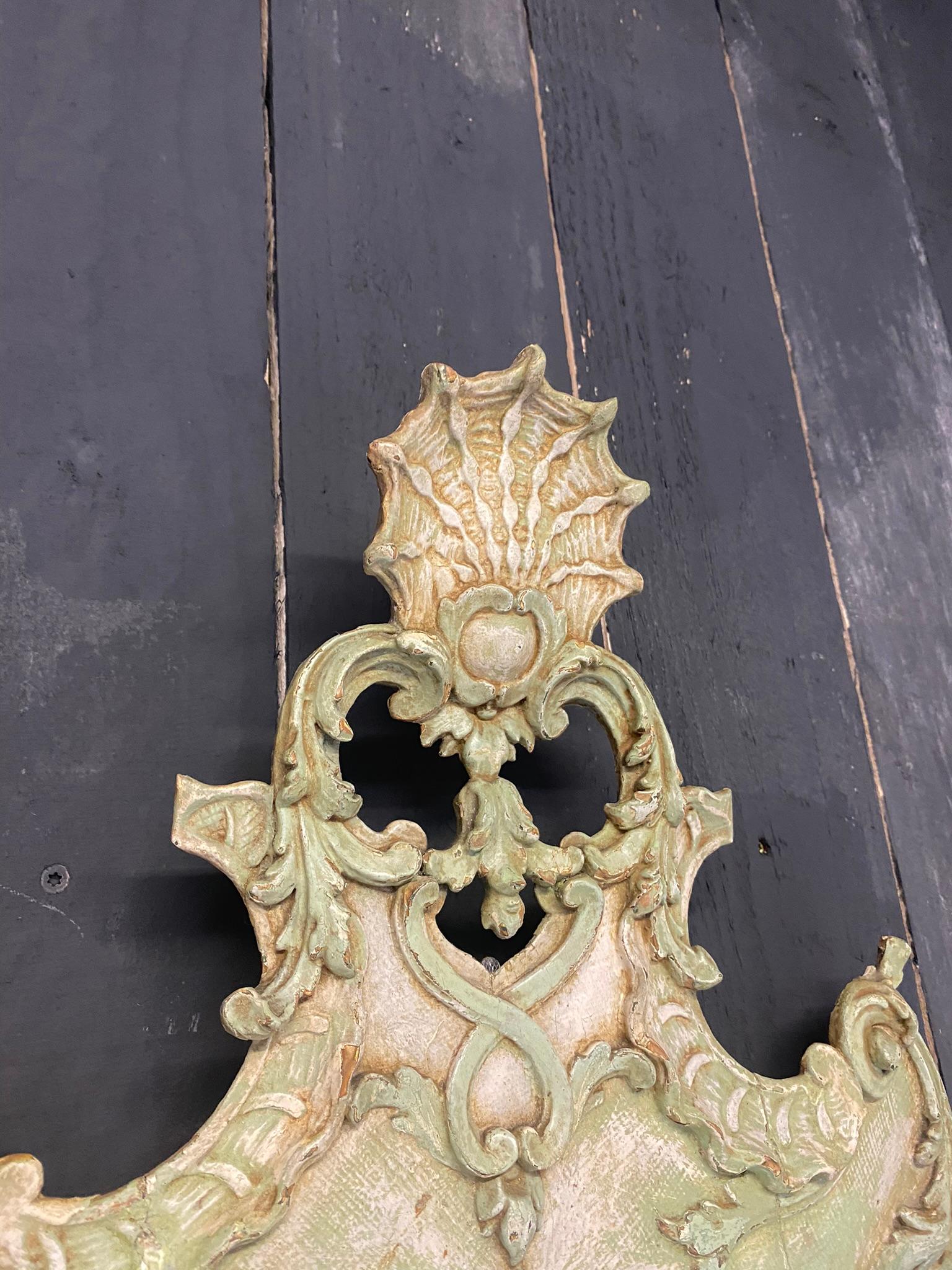 19th Century Old Italian Mirror in Carved and Patinated Wood circa 1900 For Sale