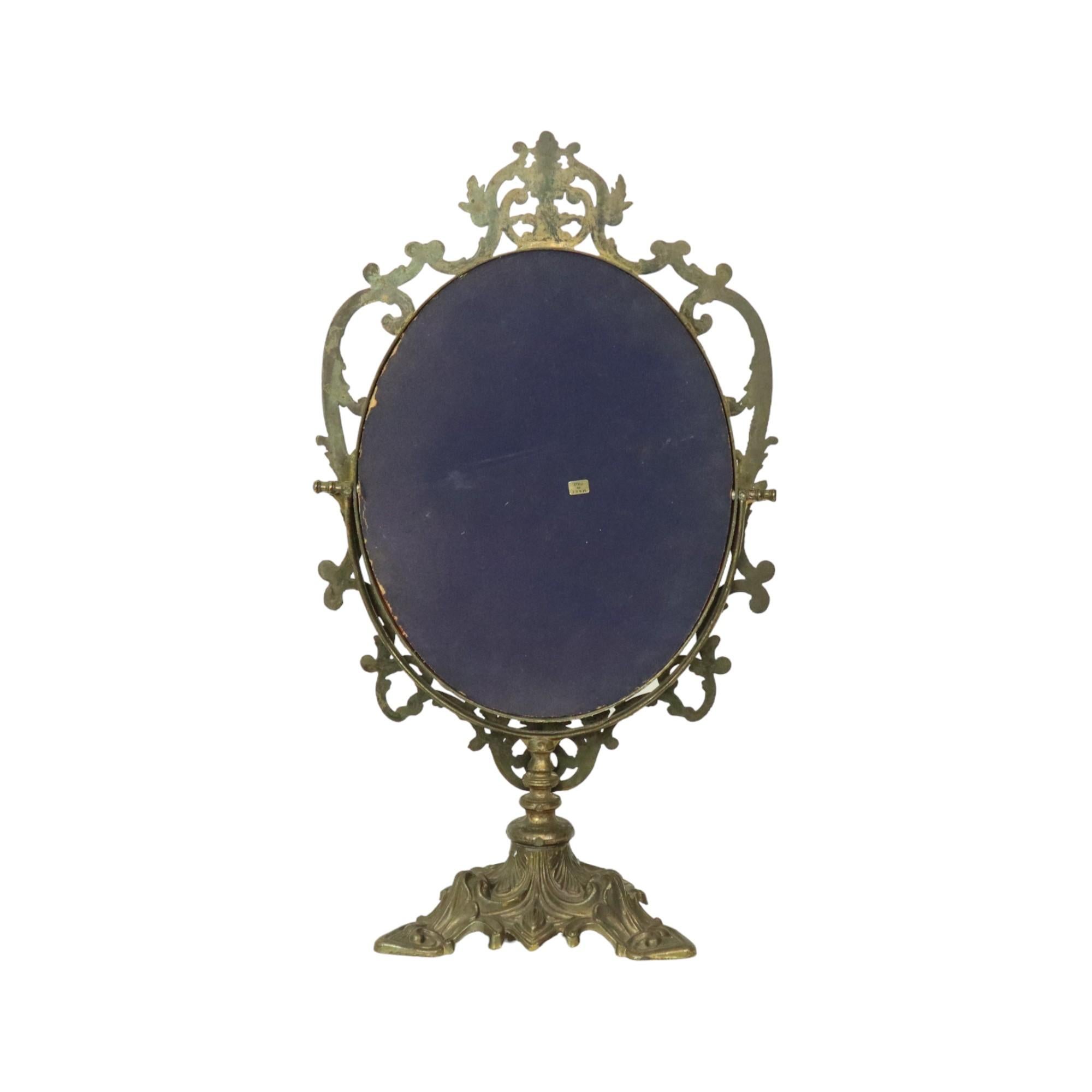 Alter italienischer Tischspiegel Schminkspiegel 1930er Rokoko (Metall) im Angebot