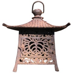 Old Japan Antique Bronze Lantern "Tree of Life" Motif