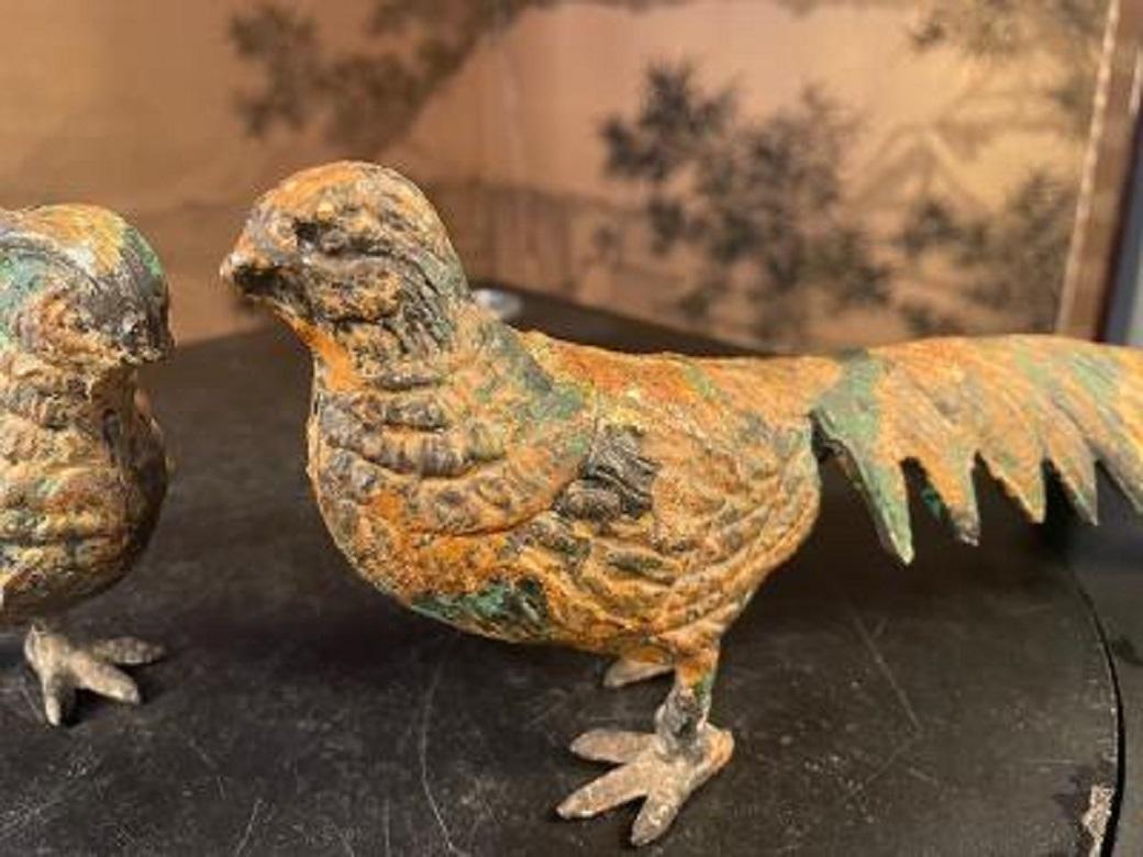 Old Japan Pair Exotic Gilt Long Tailed Pheasants  3