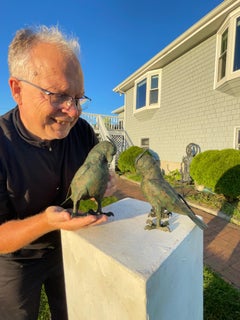 Old Japan Pair Magnificent Bronze Cockatoo Parrots