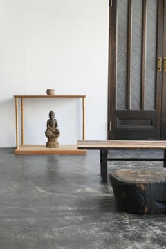 Old Japanese bamboo and wood display shelf / Traditional design / Showa era