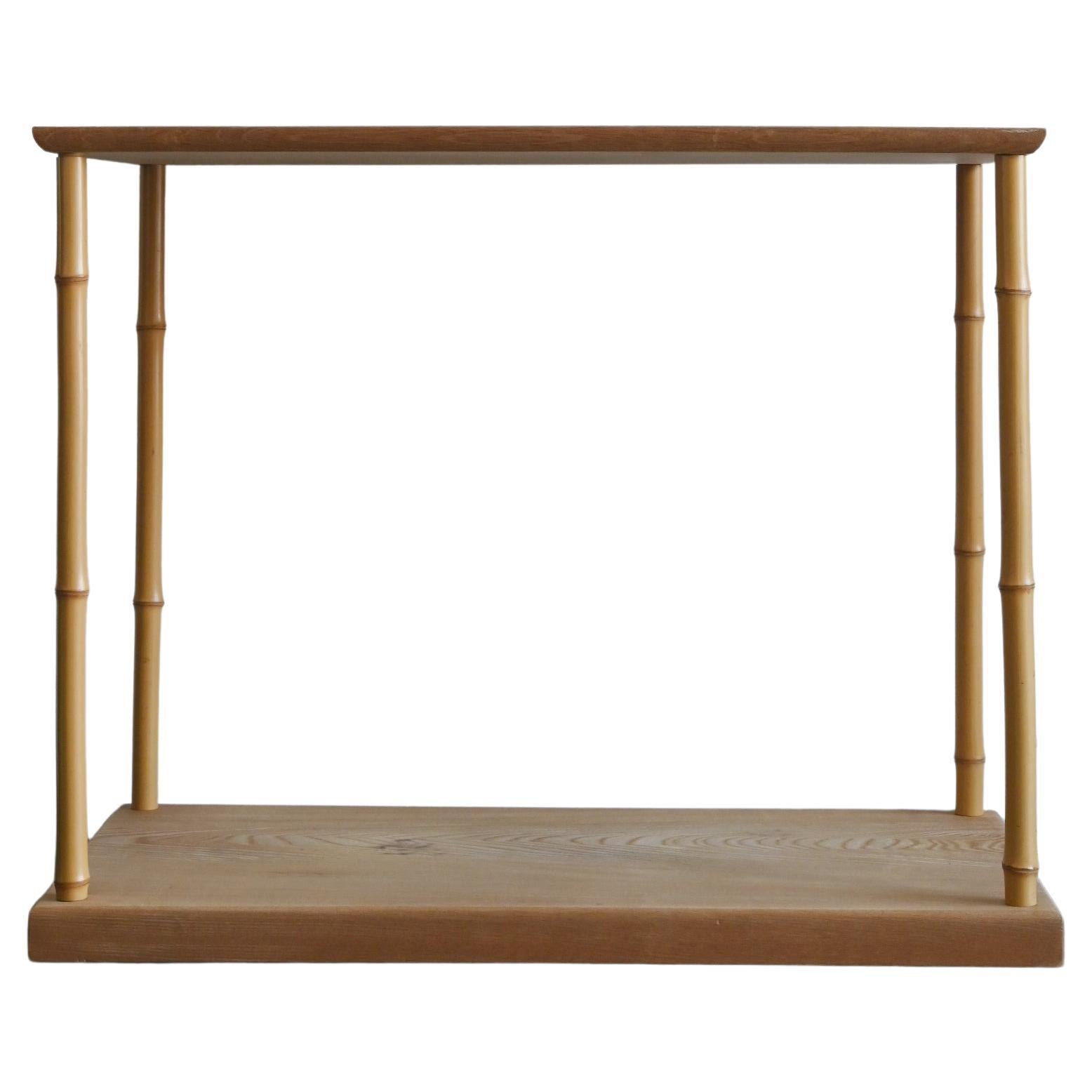 Old Japanese bamboo and wood display shelf / Traditional design / Showa era For Sale
