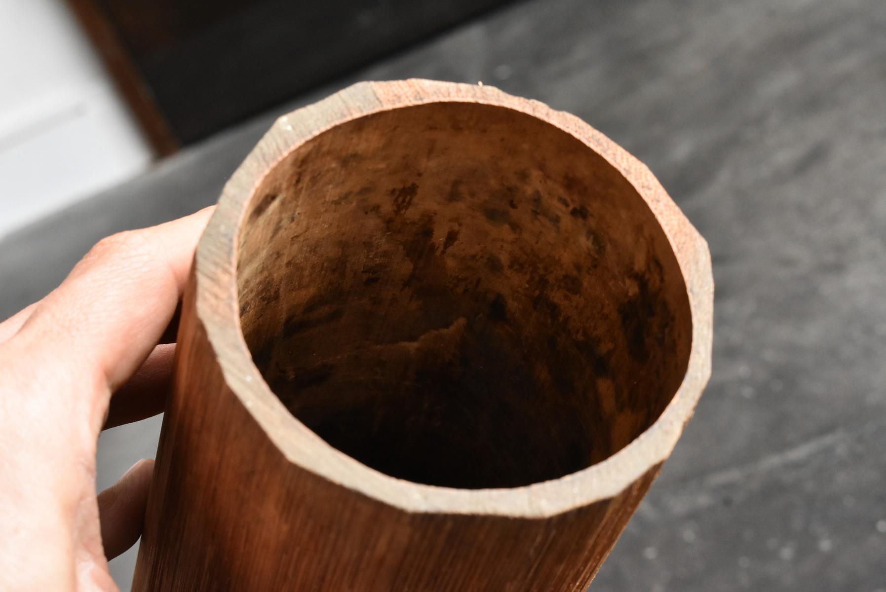 Old Japanese Bamboo Vase Tube / Antique Vase / 20th Century/Wabi-Sabi Art 12