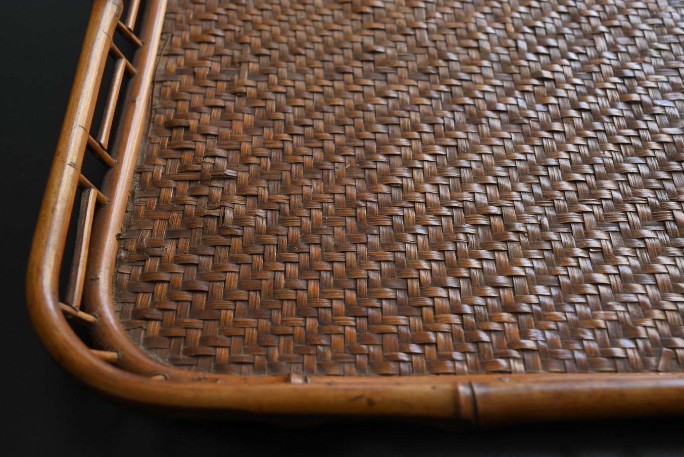Bandeja antigua tejida en bambú japonés/Siglo XX/Bandeja tejida a mano/MINGEI en venta 6