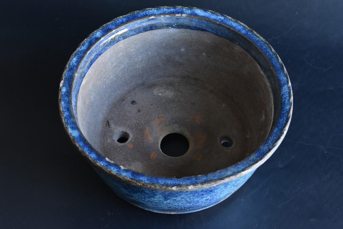 Glazed Old Japanese Blue Glaze Flowerpot / Beautiful Planter / Bonsai Pot