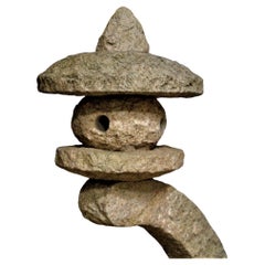 Japanese Pagoda Form Carved Granite Garden Lantern