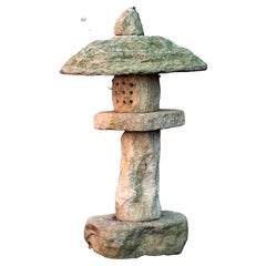 Vintage Old Japanese Carved Stone Lantern