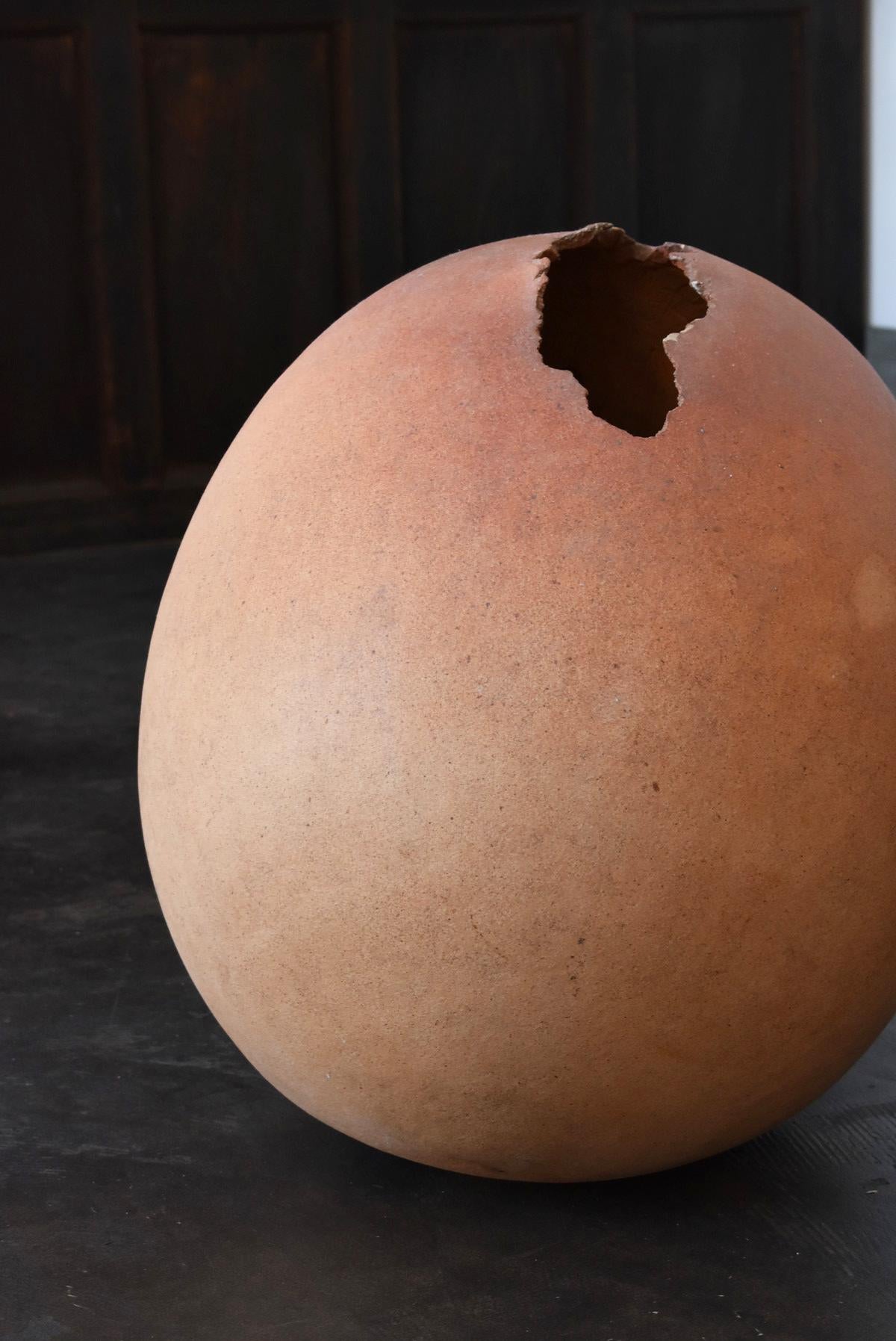 Old Japanese Ceramic Works / Egg-Shaped Terracotta, Early 20th Century 4