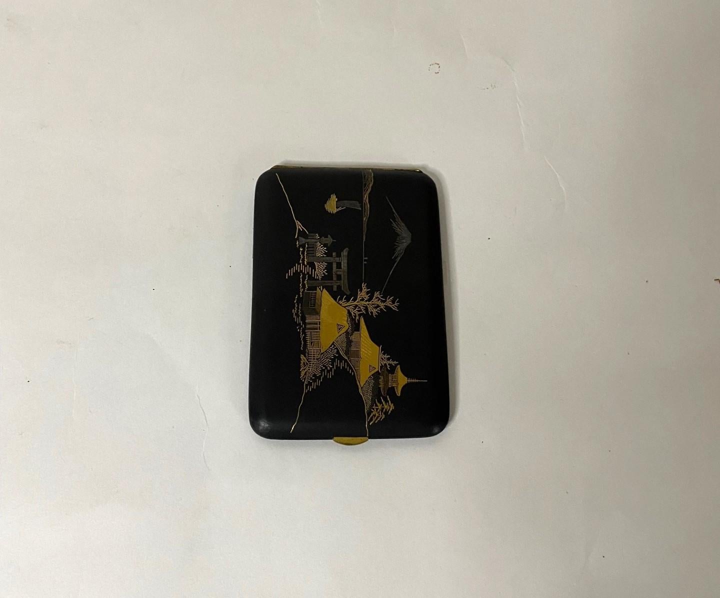 Old Japanese Decorative Brass Cigarette Case 1