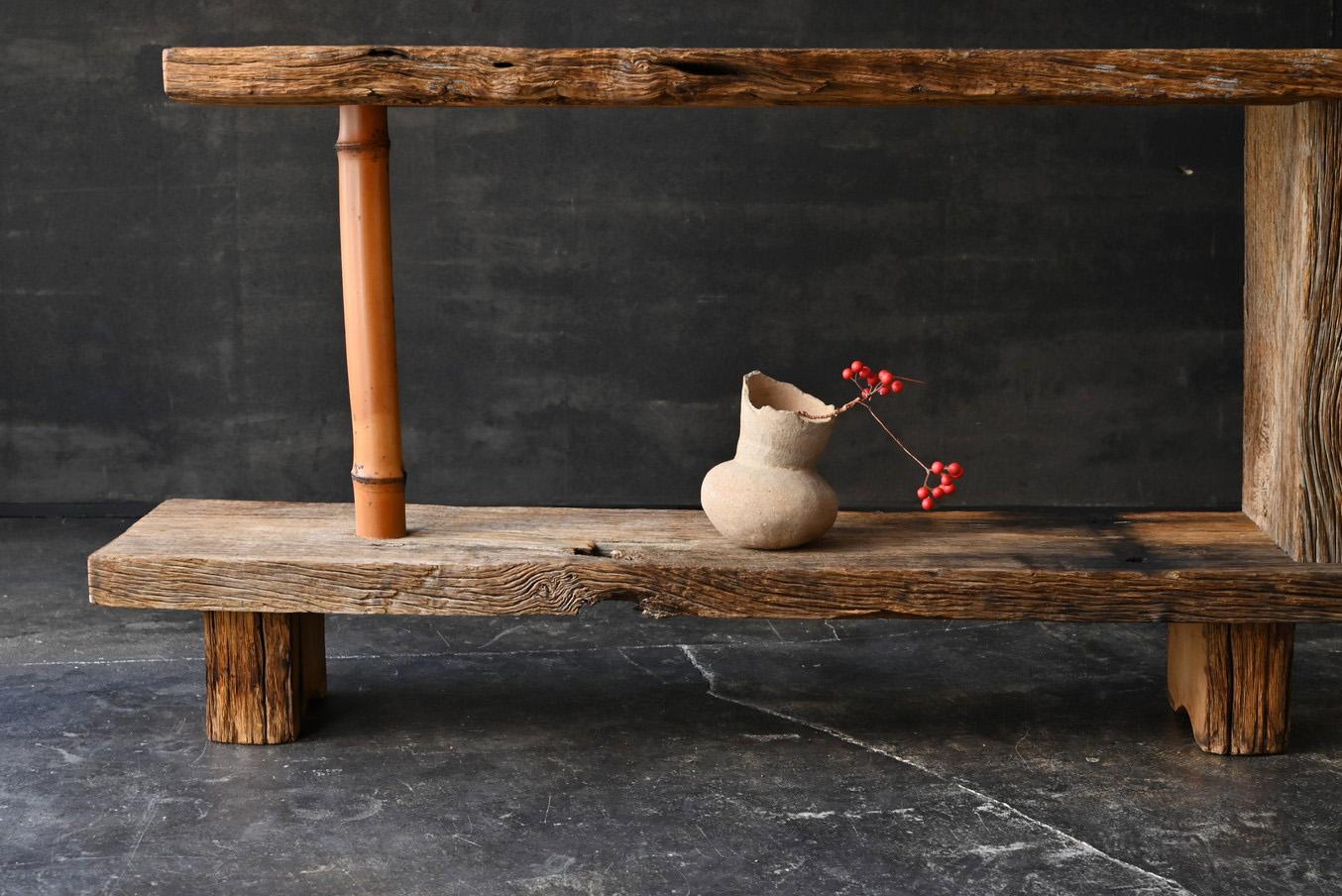 Showa Old Japanese display cabinet/Wabisabi display stand/20th century