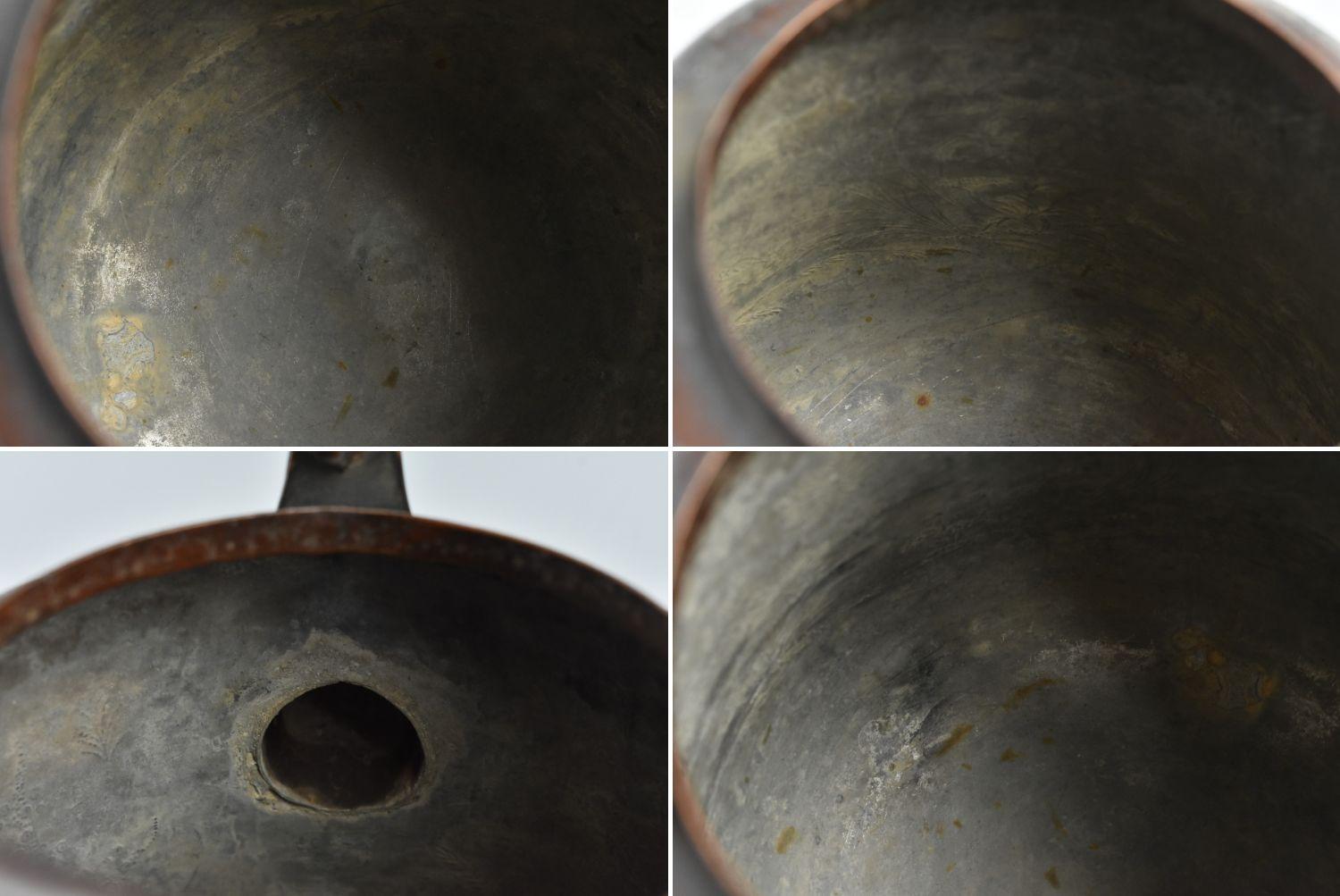 Old Japanese Embossed Copper Kettle / Flower Engraving/19th-20th Century 10