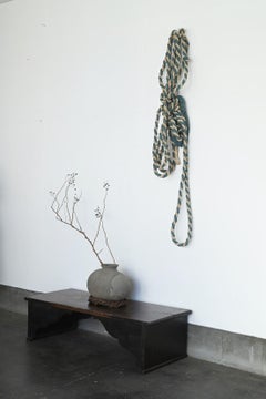 Altes japanisches Festival-Pferdegeschirr - Blaue und weiße Zügel /Stoffobjekt