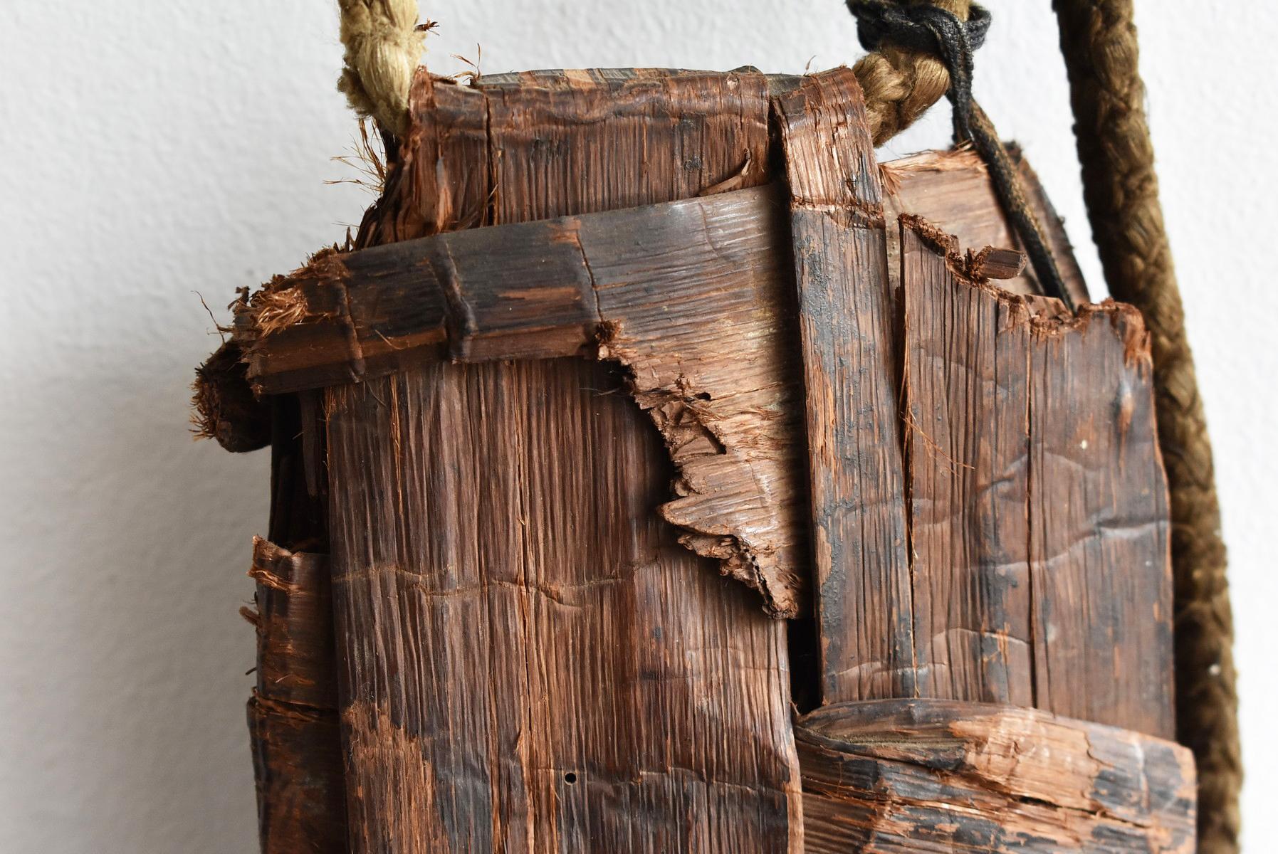 Old Japanese Folk Art / Farmer's Tools Made of Bark / Vase / Flower Basket 6