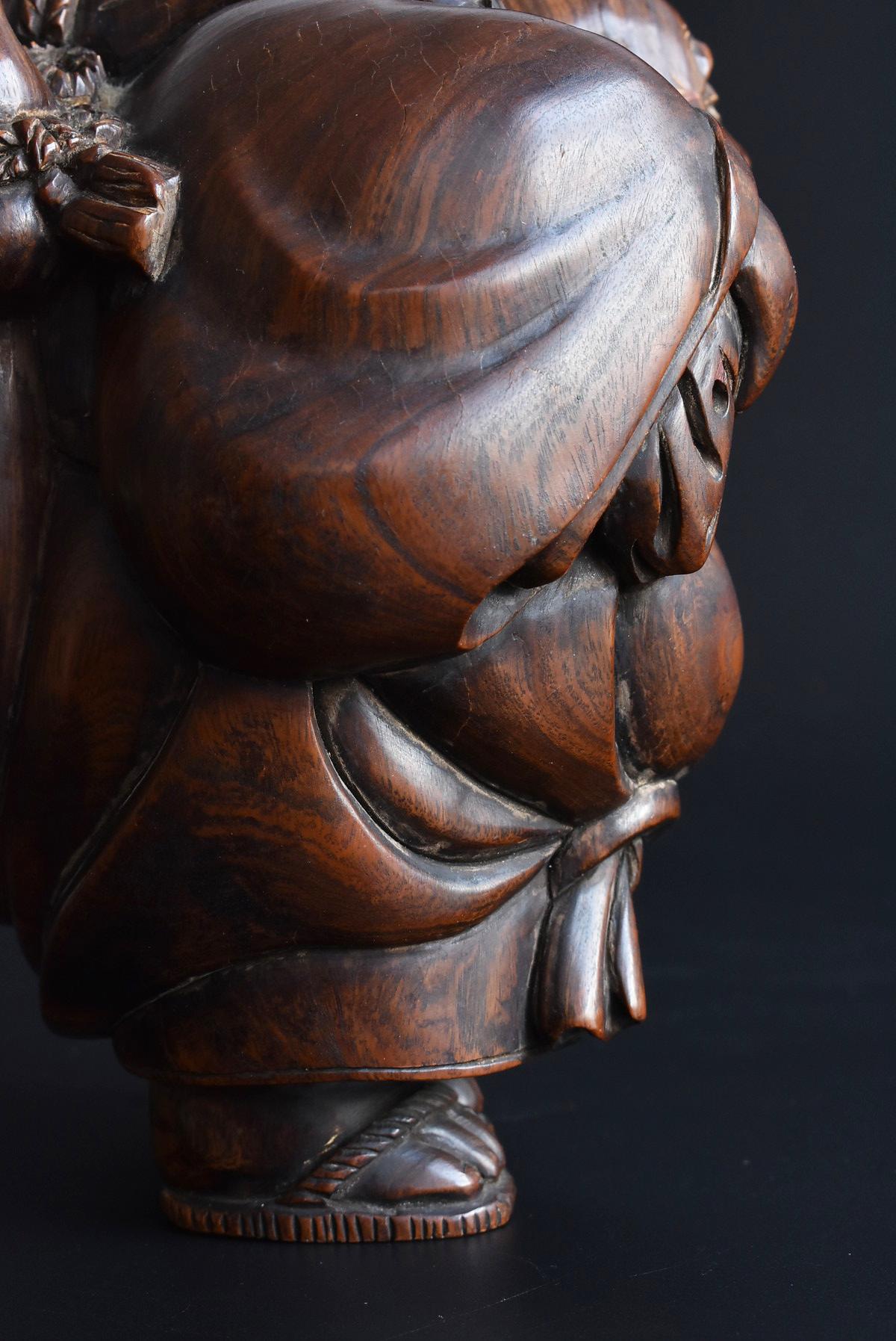 Alter japanischer Gott „“Ho-te-i“, Holzskulptur, Buddha-Statue, 1912-1950 im Angebot 8