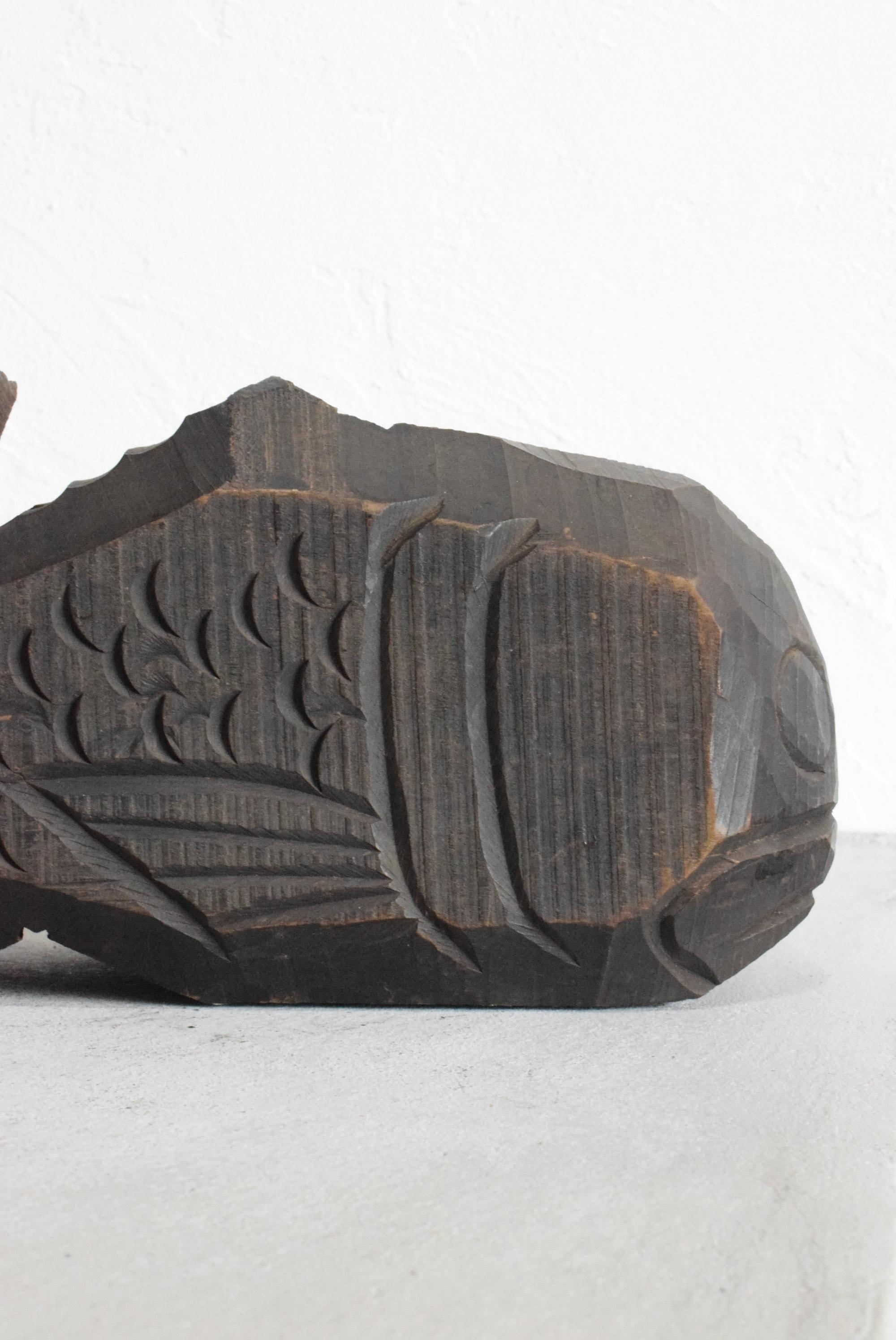 Old Japanese Hearth Tool/Fish-Shaped Wood Carving Figurine/Meiji Period/Wabisabi 6