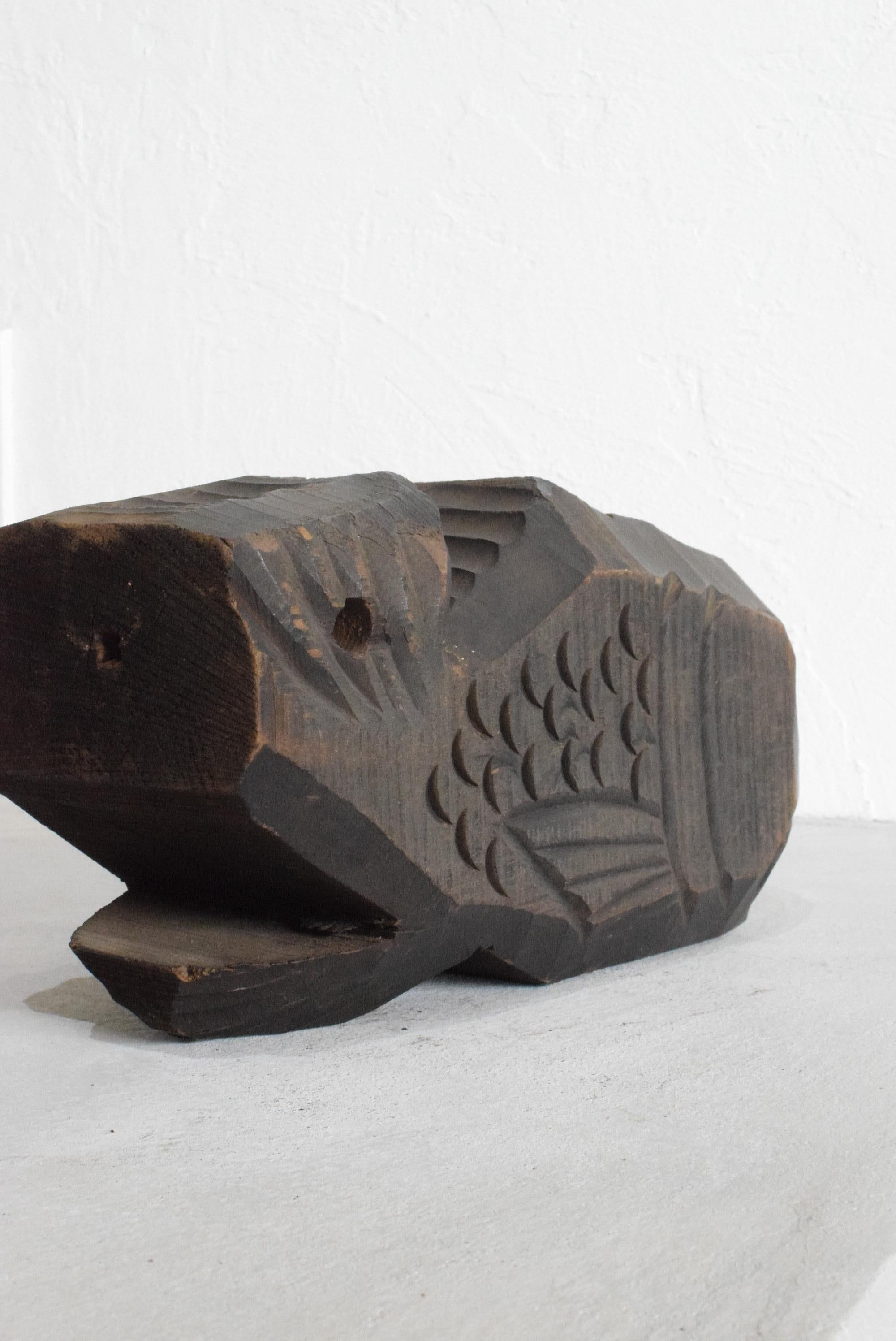 Old Japanese Hearth Tool/Fish-Shaped Wood Carving Figurine/Meiji Period/Wabisabi 10