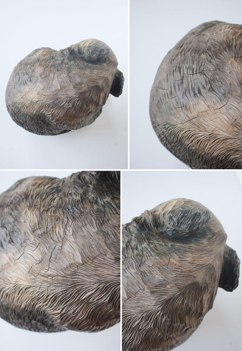 Old Japanese Hokkaido Folk Crafts Large Wood Carving Sitting Bear (Ours assis) en vente 11