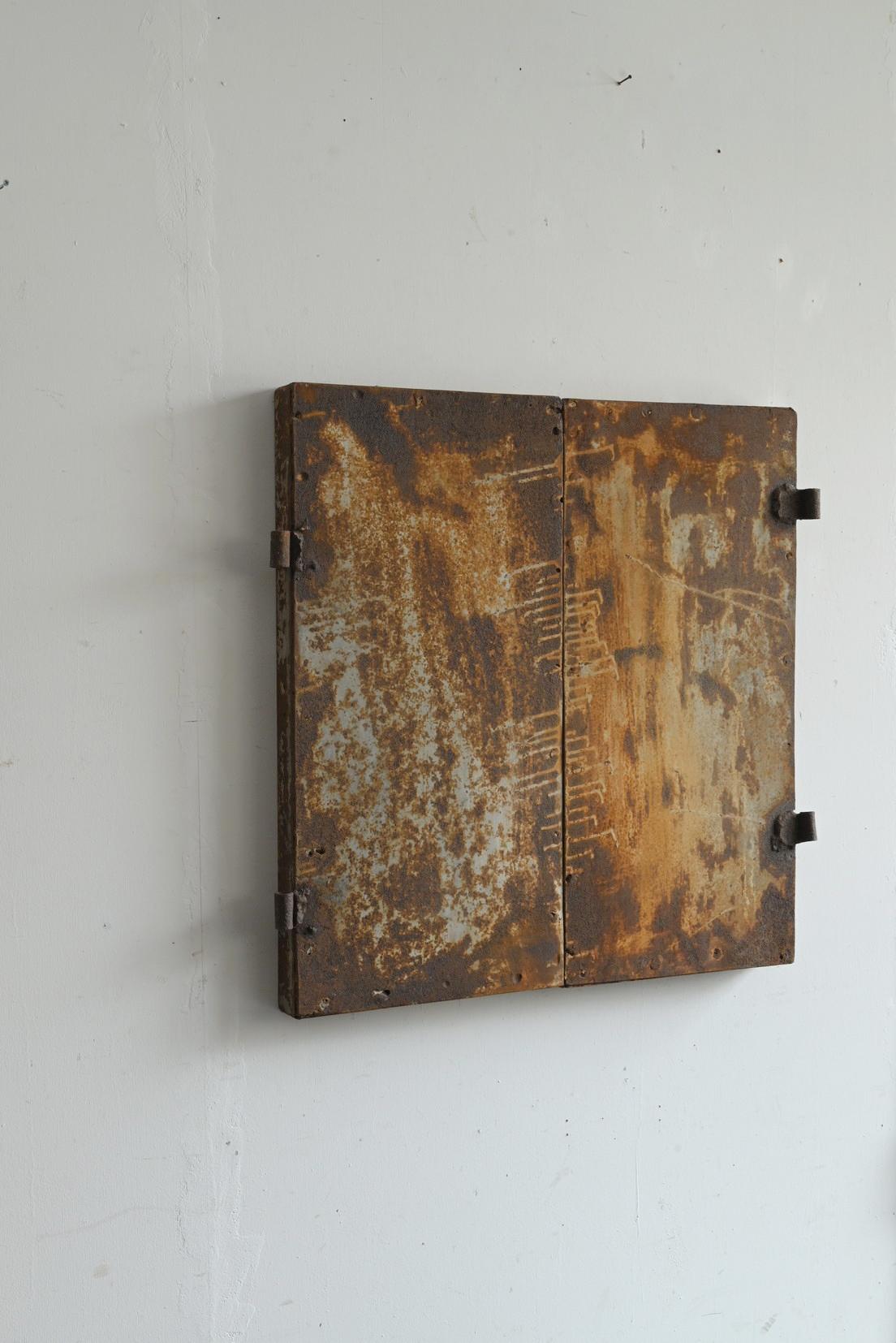 Showa Old Japanese iron door / wall hanging object/Like an abstract painting For Sale
