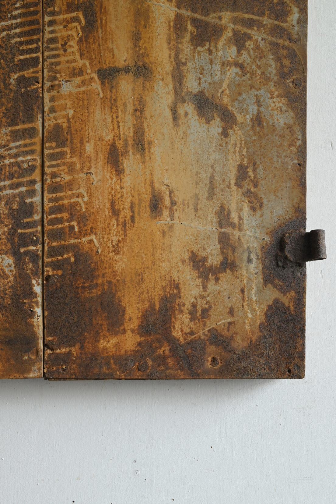 20th Century Old Japanese iron door / wall hanging object/Like an abstract painting For Sale