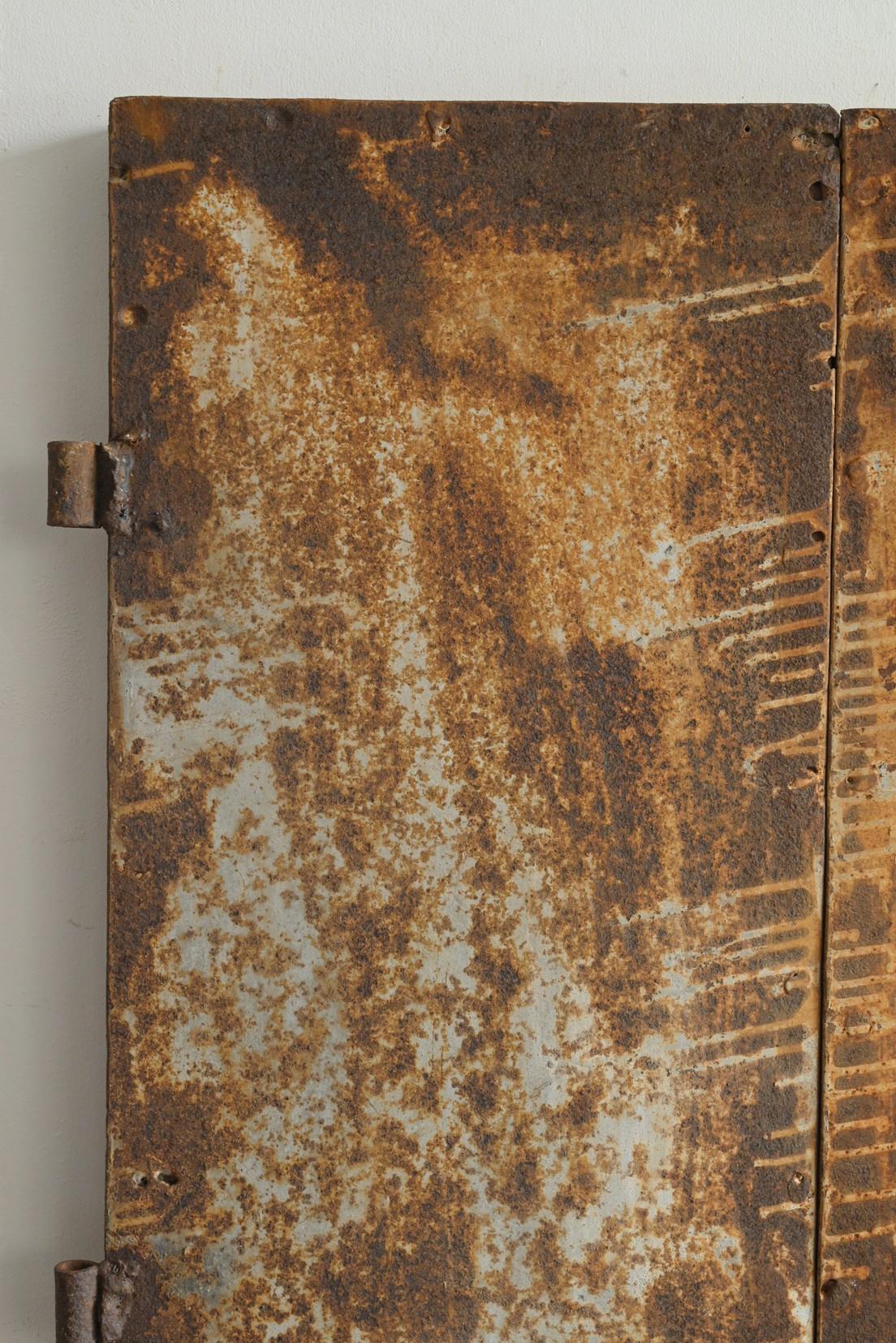 Iron Old Japanese iron door / wall hanging object/Like an abstract painting For Sale