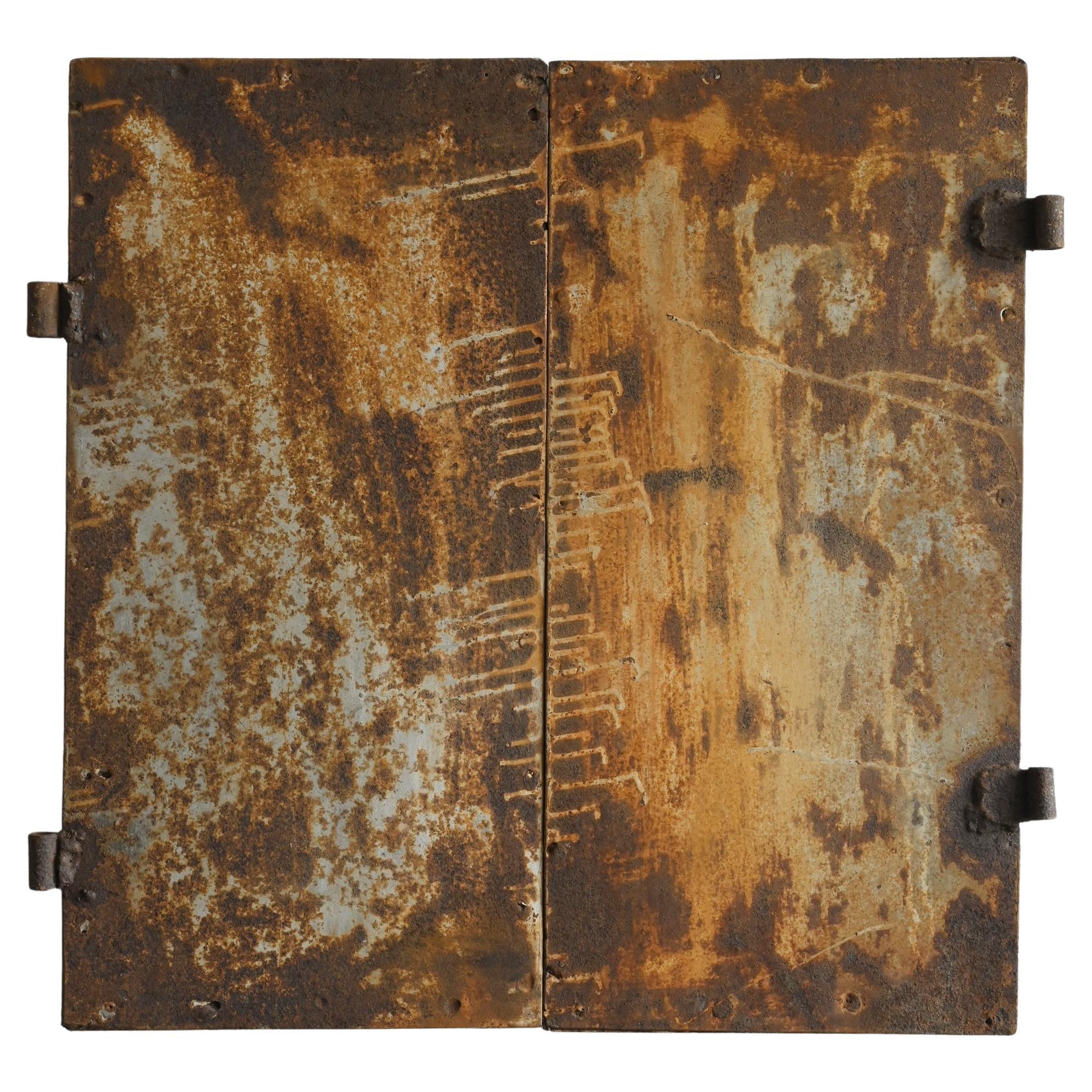 Old Japanese iron door / wall hanging object/Like an abstract painting For Sale