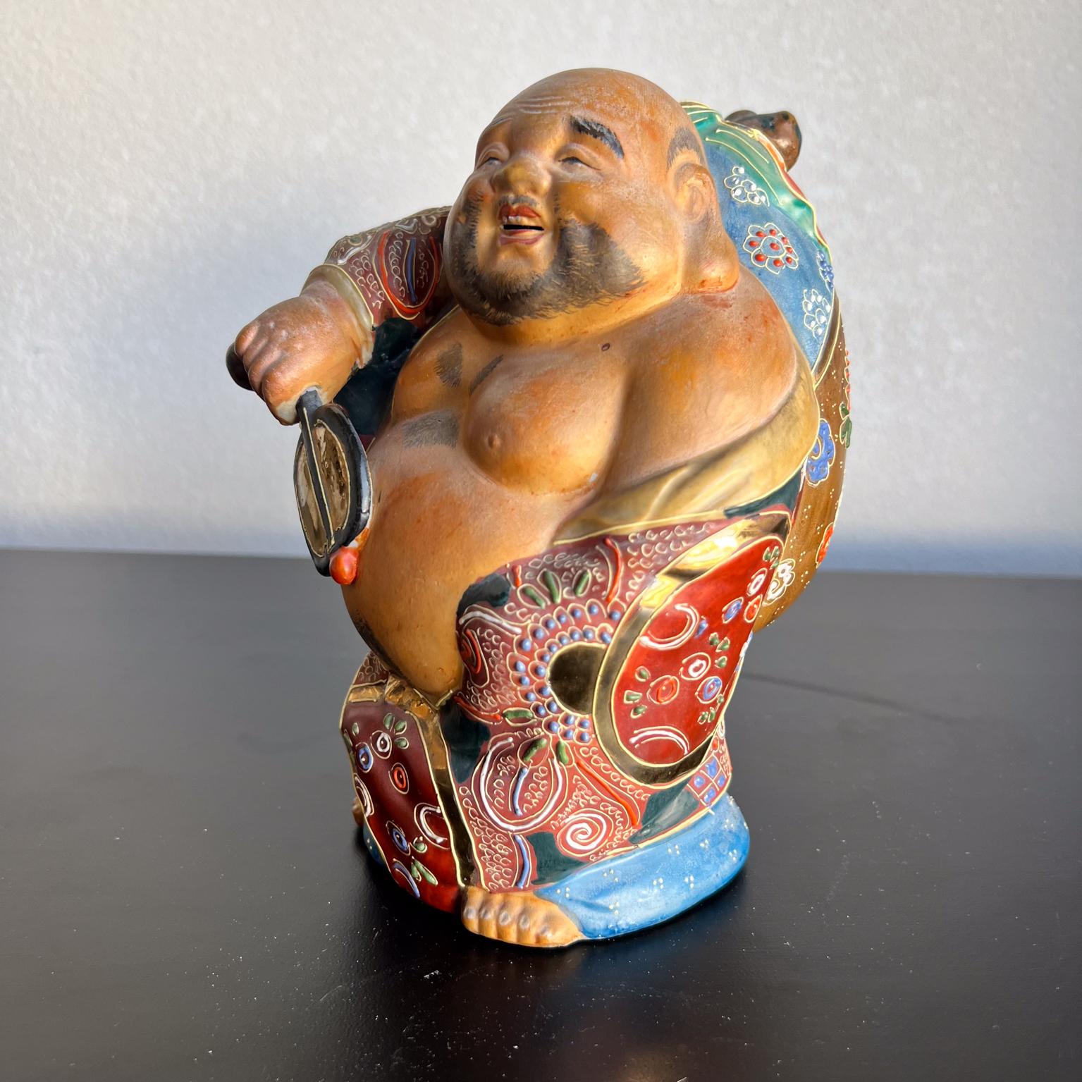 Porcelana japonesa antigua Kutani Hotei Buda sonriente de colores en venta 1