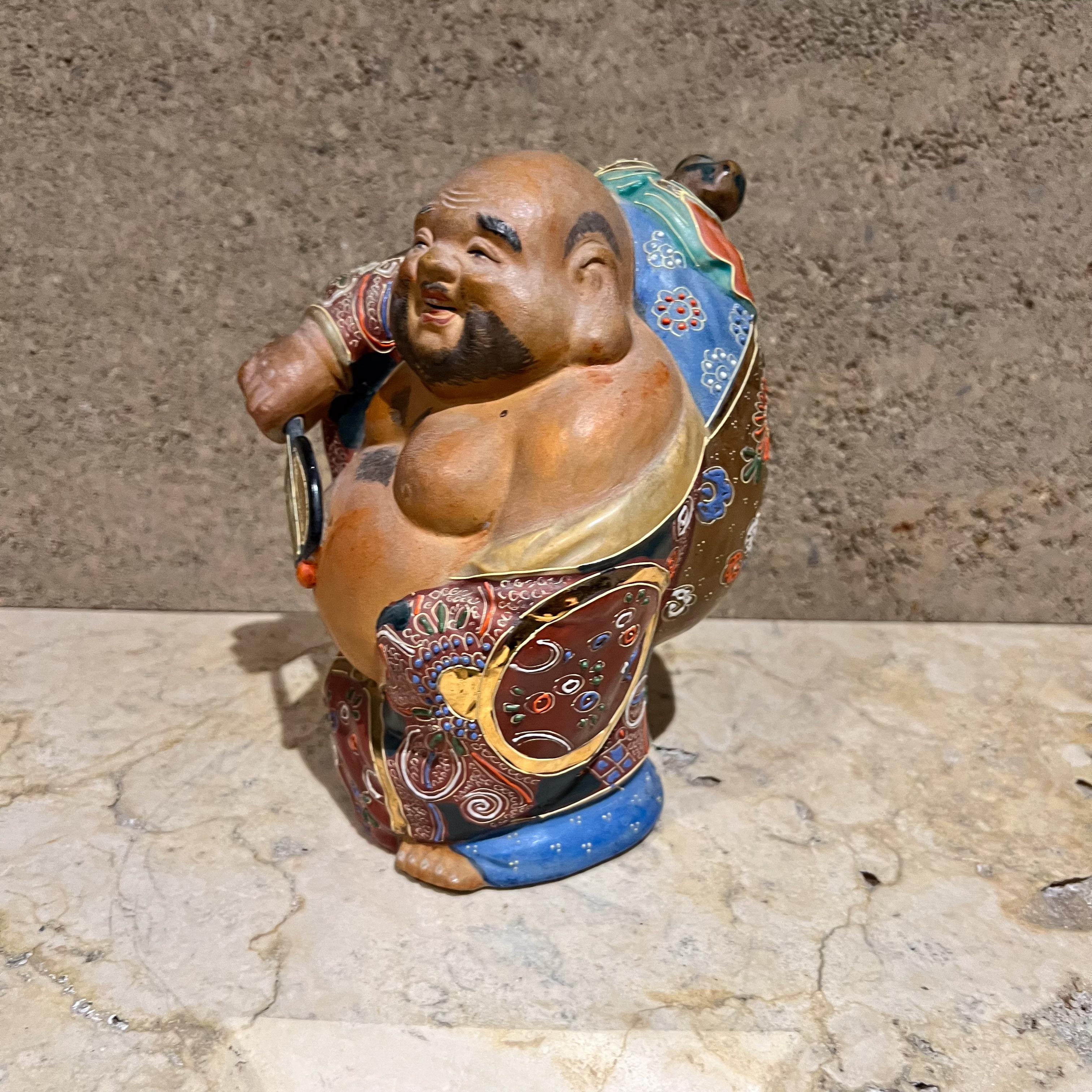 Porcelana japonesa antigua Kutani Hotei Buda sonriente de colores en venta 11