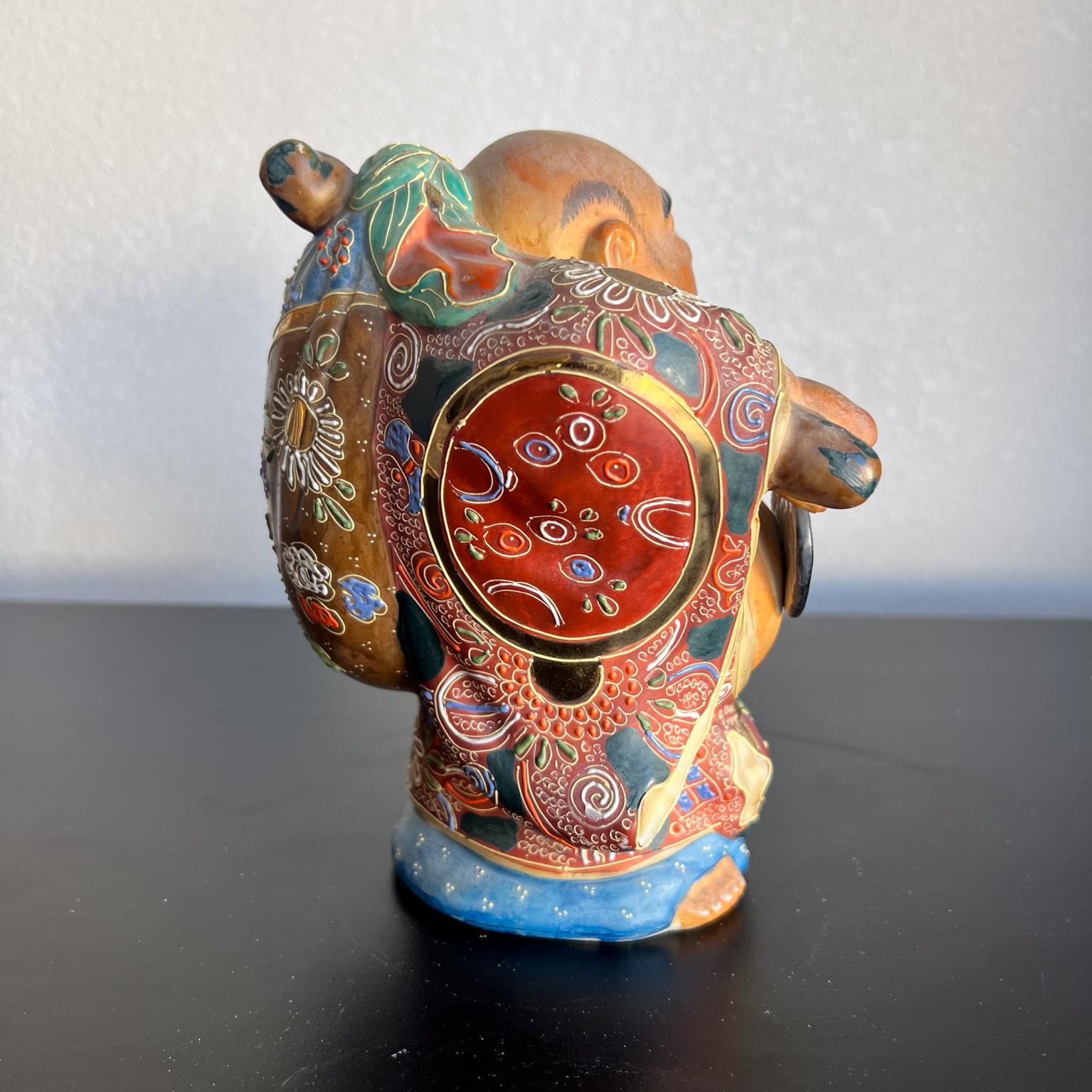 Porcelana japonesa antigua Kutani Hotei Buda sonriente de colores en Bueno estado para la venta en Chula Vista, CA