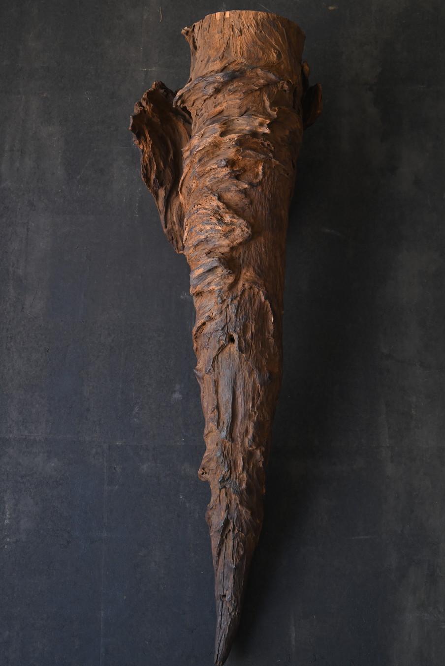 Old Japanese natural wood wall vase/20th century/Wabi-sabi object For Sale 4