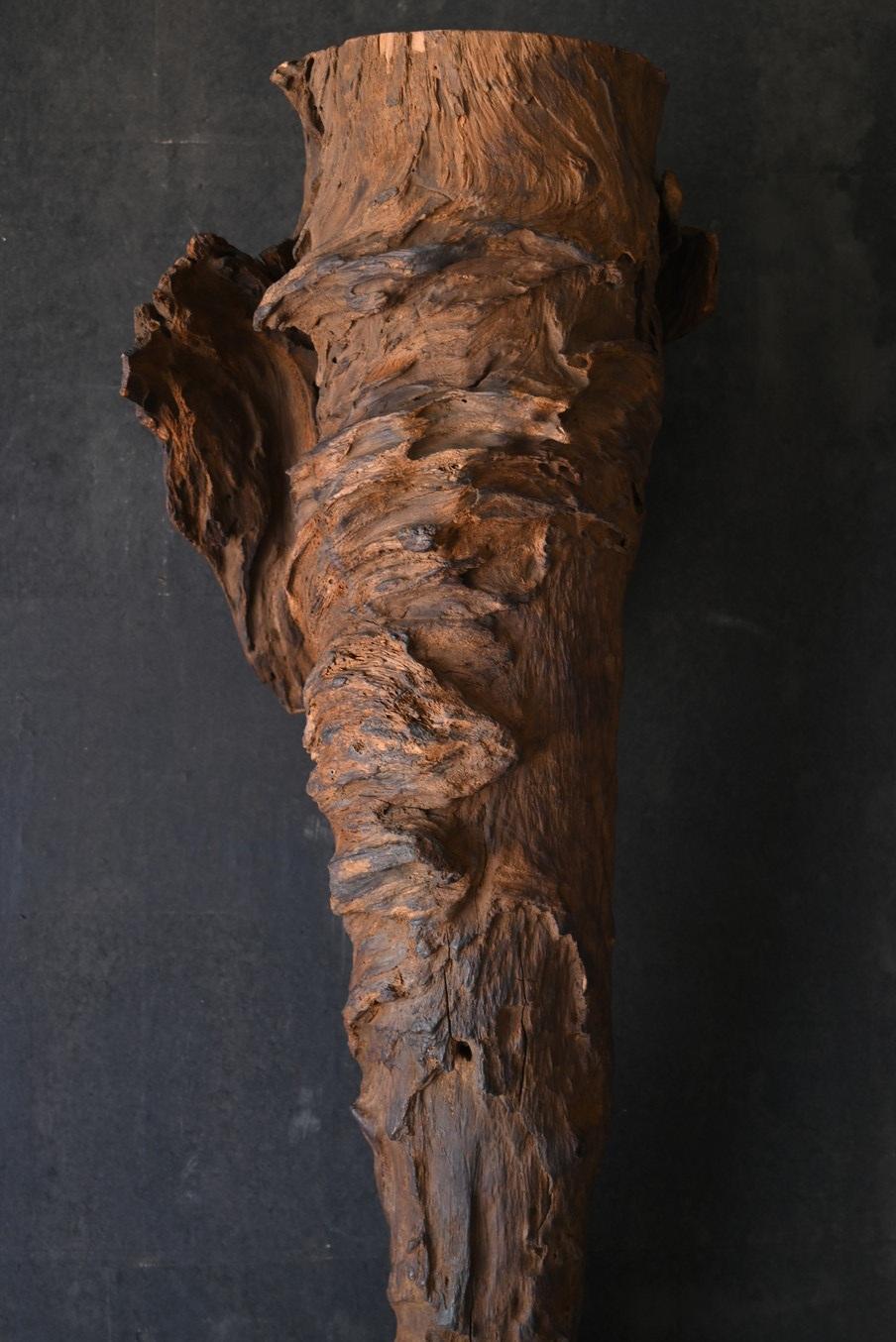 Old Japanese natural wood wall vase/20th century/Wabi-sabi object For Sale 5
