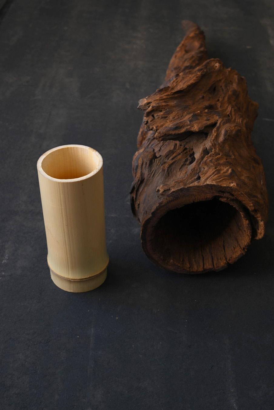 Old Japanese natural wood wall vase/20th century/Wabi-sabi object For Sale 8