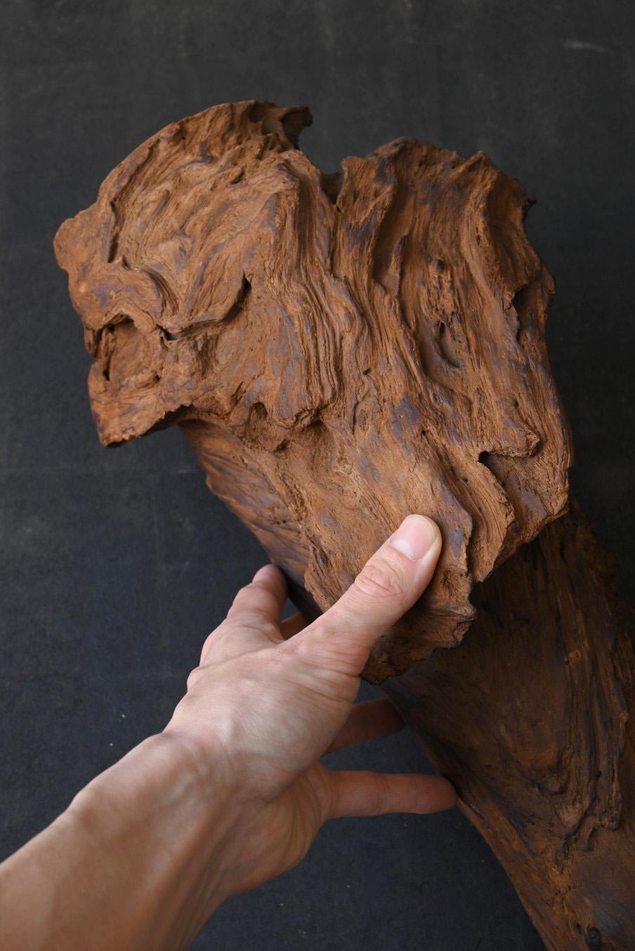 Old Japanese natural wood wall vase/20th century/Wabi-sabi object For Sale 11