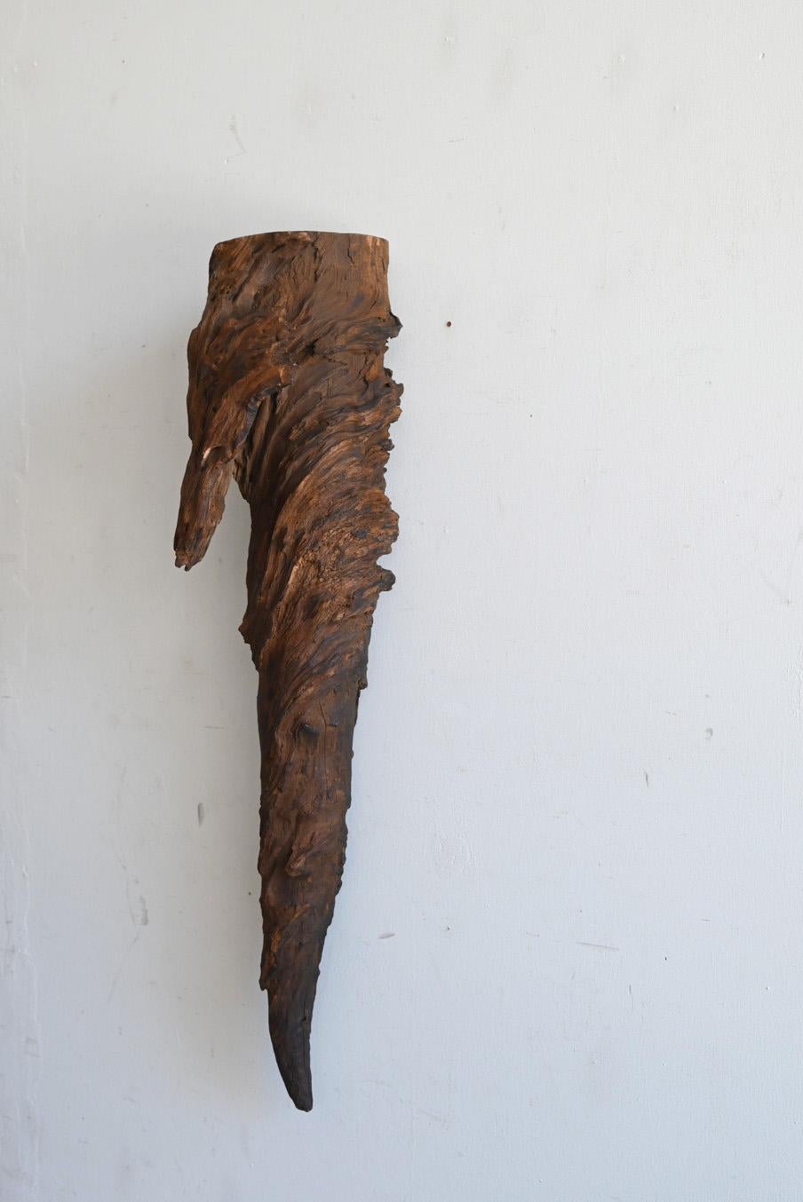 20th Century Old Japanese natural wood wall vase/20th century/Wabi-sabi object For Sale