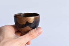 Old Japanese Pottery "Black Karatsu" Kintsugi 17th Century (Edo) / Shot Glass