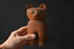 Old Japanese small wooden cat / 1920-1980 / Cat figurine/Showa era