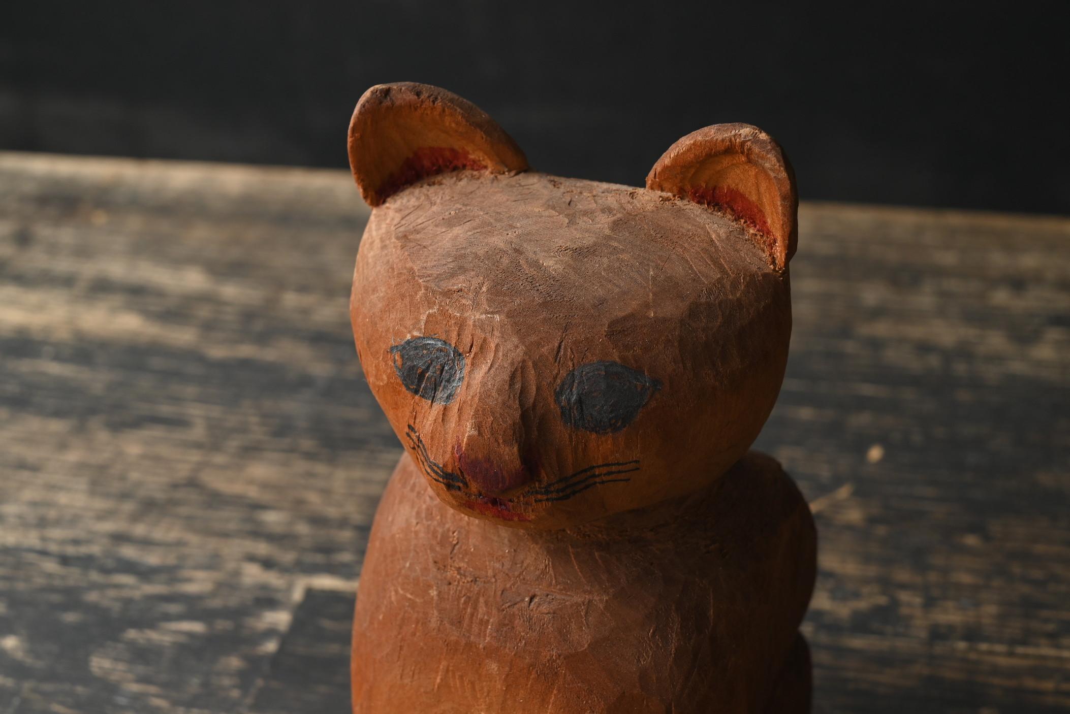 Old Japanese small wooden cat / 1920-1980 / Cat figurine/Showa era 2