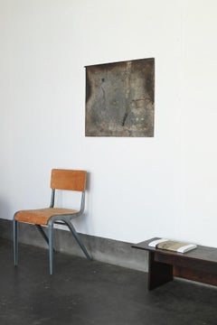 Vecchio piatto giapponese in ferro ricoperto di latta / epoca Showa / Oggetto wabi-sabi da appendere alla parete