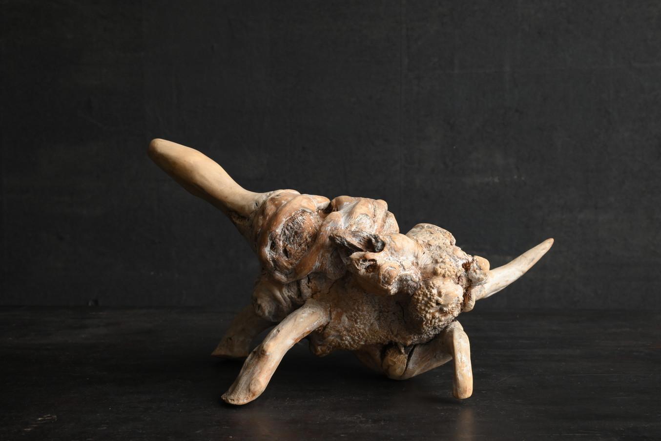 20ième siècle Ancien objet japonais de sculpture en bois en forme de tortue/début du 20e siècle/champignon en bois en vente