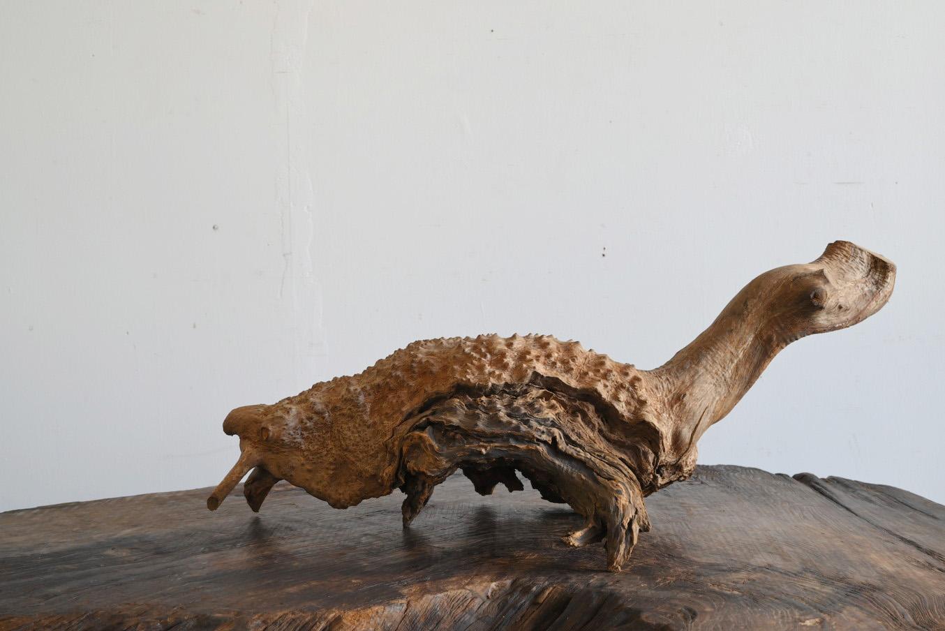 Old Japanese turtle-shaped wooden object/20th century/natural wood ornament For Sale 4