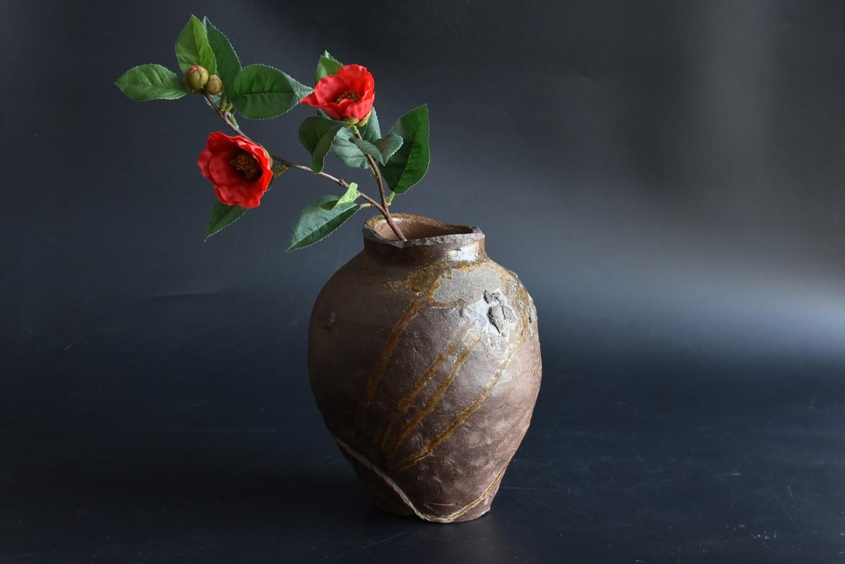 Hand-Crafted Old Japanese Vases/Beautiful Vases of Natural Glaze/Muromachi Era 15th-16th Cent