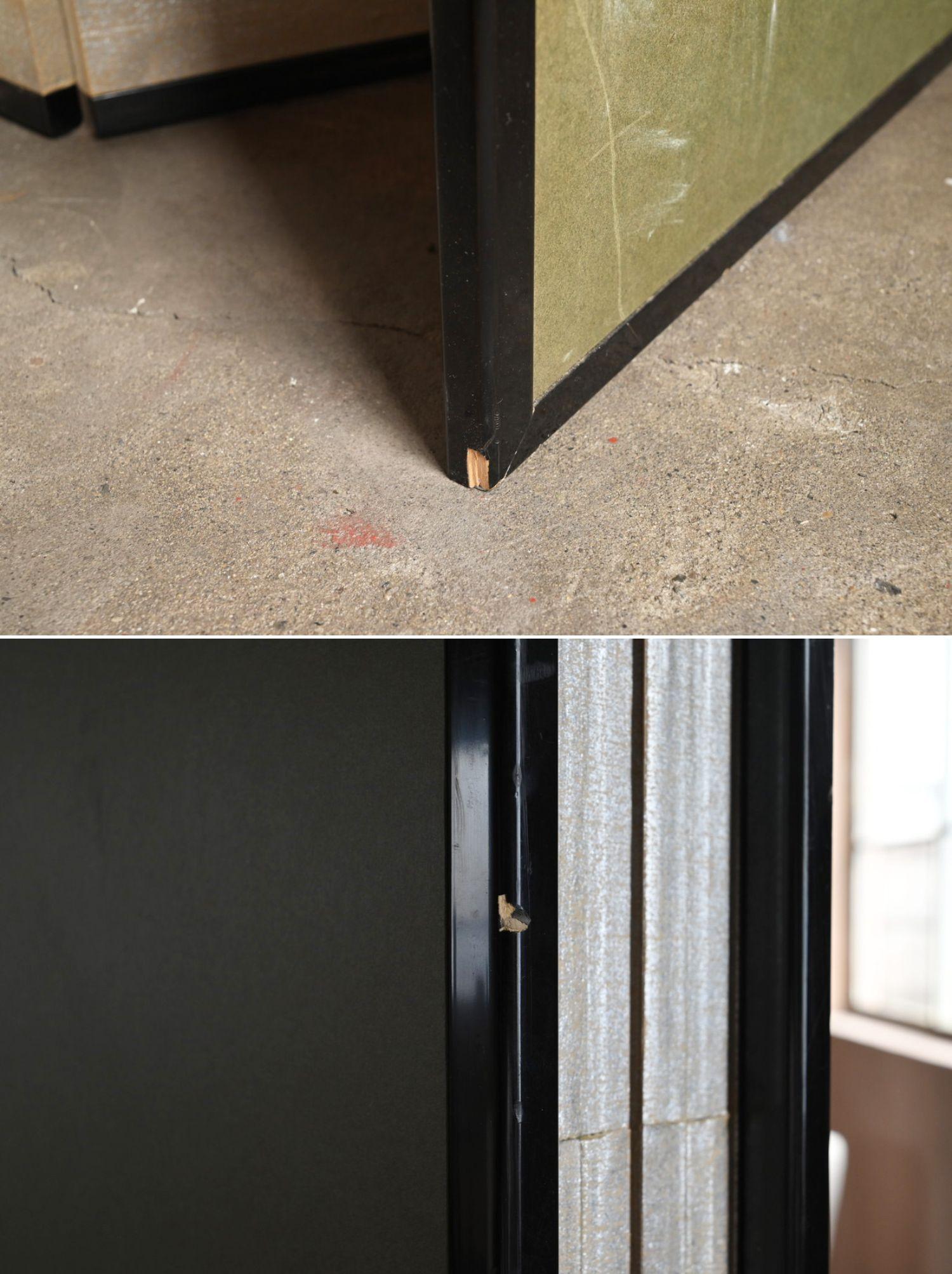 Biombo/separador/objeto antiguo japonés impreso en madera en venta 8