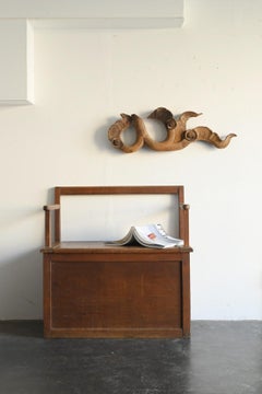 Old Japanese wooden bench/wooden chair with storage/Showa era