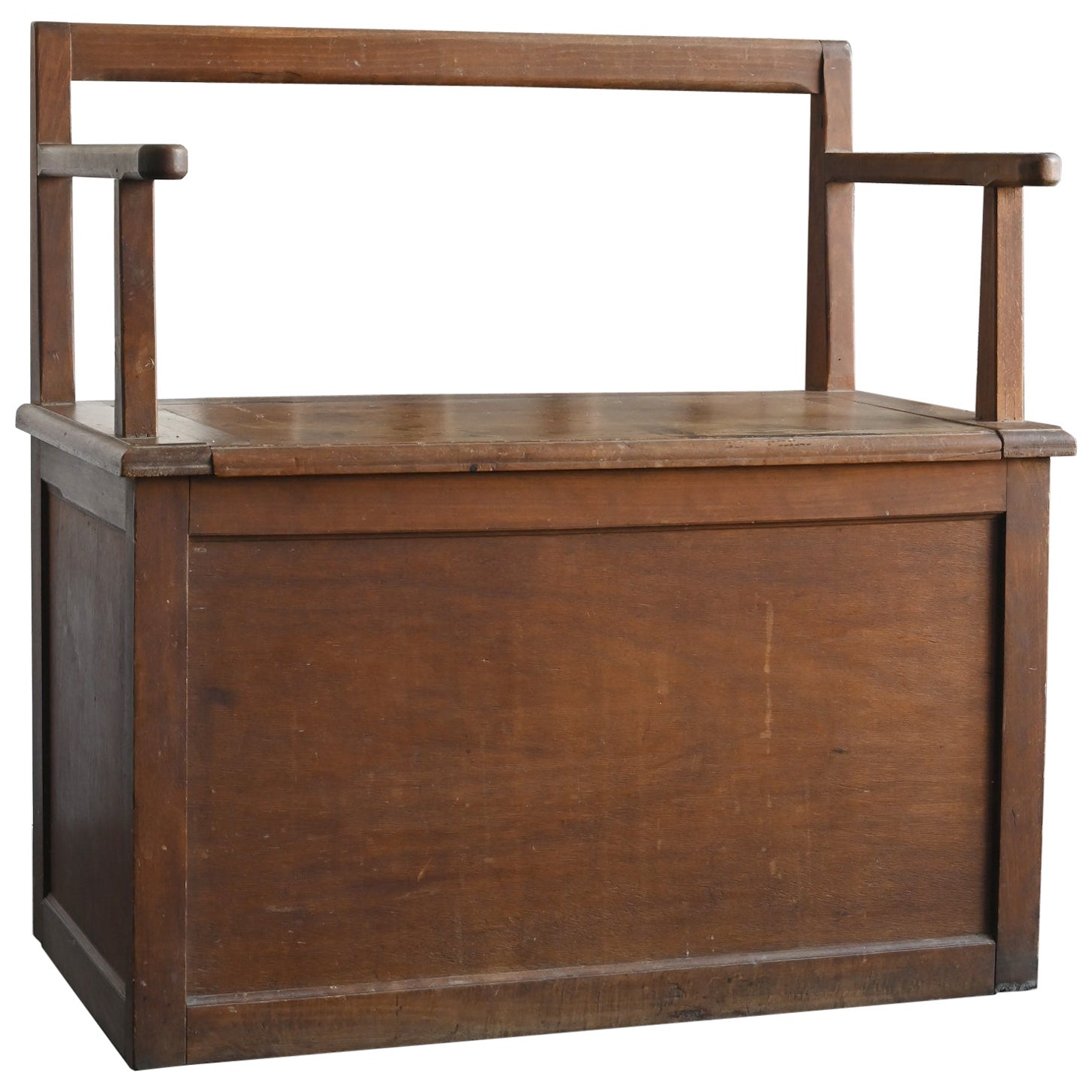 Ancien banc japonais en bois/chaise en bois avec rangement/époque Shoha en vente