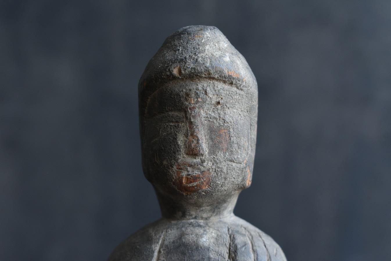 Hand-Carved Old Japanese Wooden Buddha Statue /Edo Period/ Wooden Figurine /Yakushi Nyorai For Sale