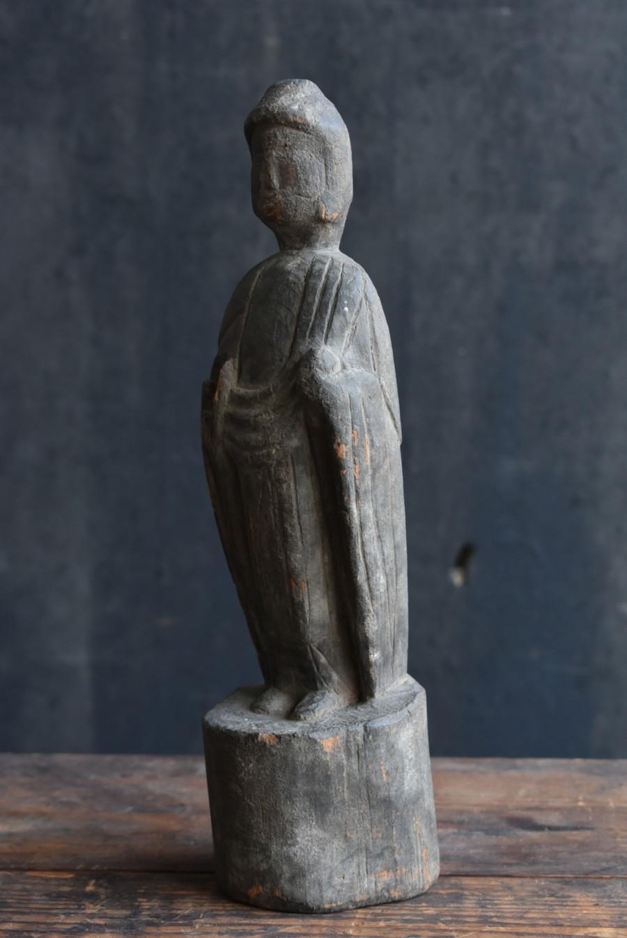 Cypress Old Japanese Wooden Buddha Statue /Edo Period/ Wooden Figurine /Yakushi Nyorai For Sale