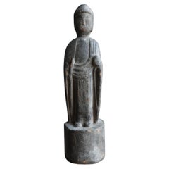 Statue de Bouddha japonaise ancienne en bois / Période Edo/ Figurine en bois/Yakushi Nyorai