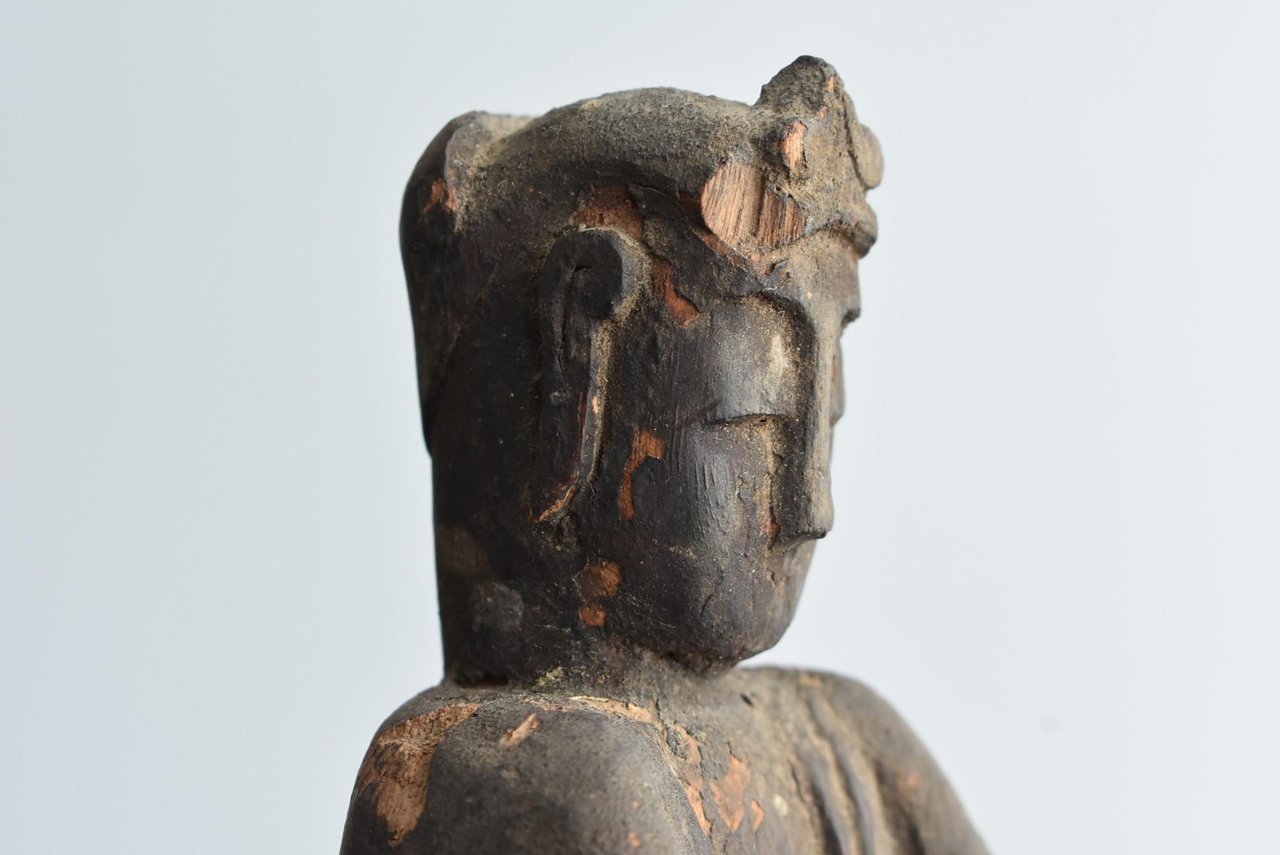 Old Japanese Wooden Buddha Statue / Small Wooden Figurine / Edo Period 1